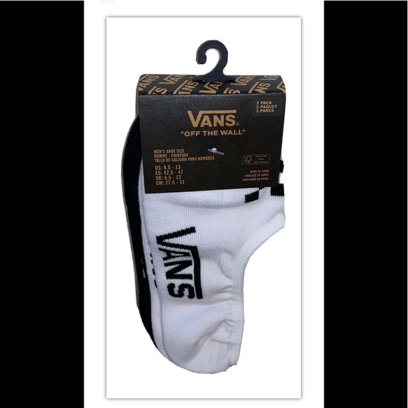 Vans No Show Socks 3Pair Men 9.5-13 White Black Gray w Logo & Checkerboard Skate - Picture 12 of 12